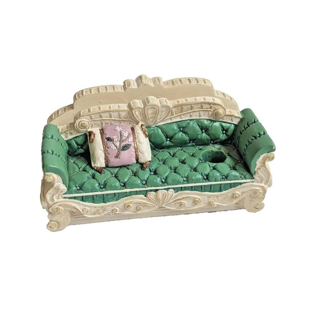 Vtg Y2K Lady Jayne Ltd Victorian Green Sofa Notepad Pen Holder Desk Accessory